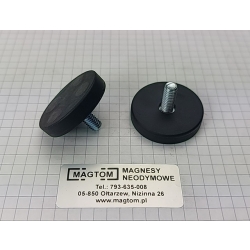 Uchwyt Magnetyczny UMGZ 34x6 M6 mm w gumie gwint zewnętrzny CZARNY