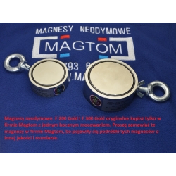 Uchwyt magnetyczny do poszukiwań w wodzie F-97x40 N50 M10 F300 GOLD 600Kg