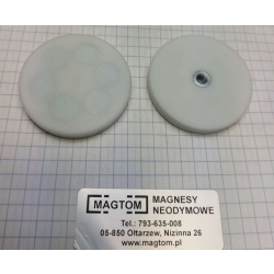 Uchwyt Magnetyczny UMGW 43x6 M4 mm w gumie gwint wewnętrzny BIAŁY