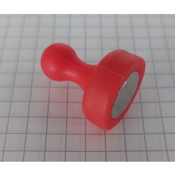 Magnes do tablicy UMT 19x25 z plastikową rączką CZERWONY pionek