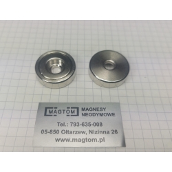 UM B25L NI Uchwyt magnetyczny neodymowy z otworem pod płaski łeb śruby